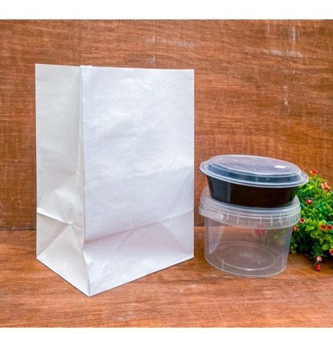 Medium Wide White Paper Bags Without Handle