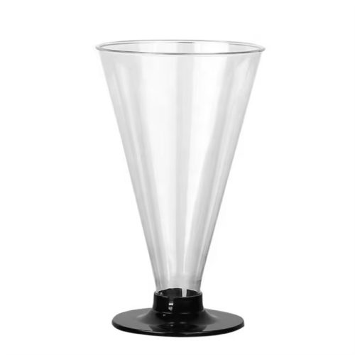 180ML ACRYLIC DESSERT CONE CUP WITH BLACK BASE - 10pcs/pk