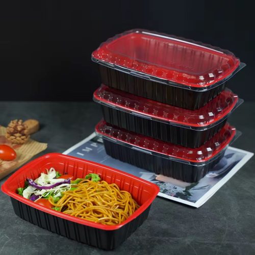 1000ML Red and Black Pack With Clear Lid