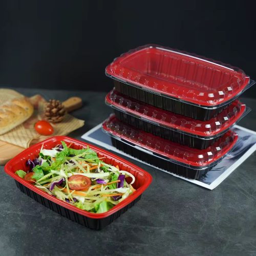 750Ml Red and Black Pack With Clear Lid