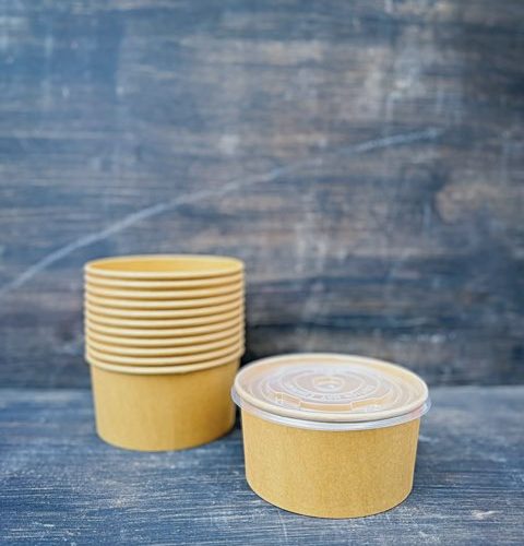 1000ML Round kraft Bowls with clear cover (10pcs/pack)