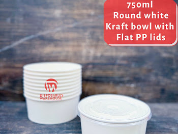 750ML ROUND WHITE KRAFT BOWL