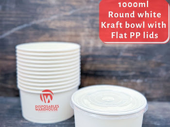 1000ML ROUND WHITE KRAFT BOWL