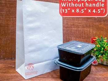 MEDIUM SLIM WHITE PAPER BAG WITHOUT HANDLE