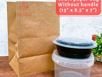 MEDIUM WIDE WHITE PAPER BAGS WITH HANDLE