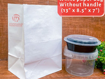MEDIUM WIDE WHITE PAPER BAGS WITH HANDLE
