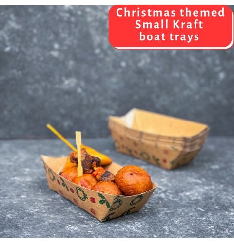 Christmas small kraft boat tray (25pcs/pack)