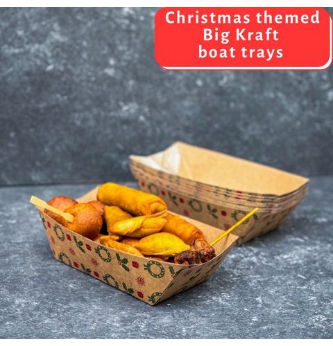 Christmas kraft Big boat tray (25pcs/pack)