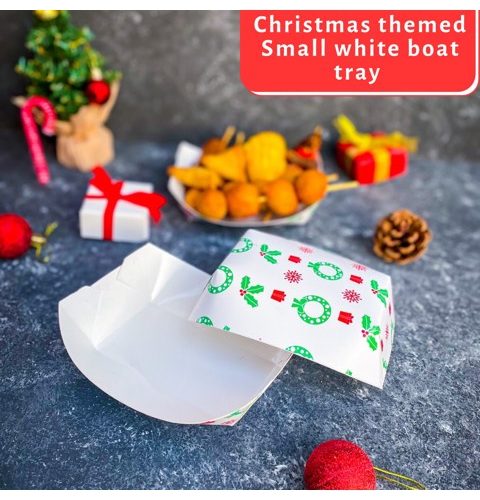 Christmas White Small Boat tray (25pcs/pack)