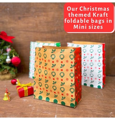 Christmas MINI Paper Bags No Handle - 10pcs/pack