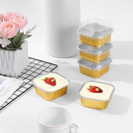 300ml Gold Square Ramekins Mini loaf pans