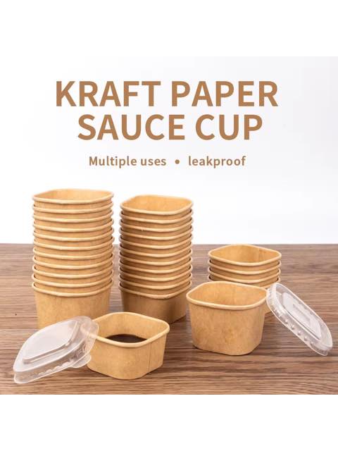 50ml Square Kraft sauce cup - 20pcs/pack - Image 2