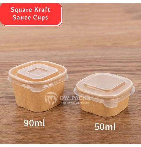 50ml Square Kraft sauce cup - 20pcs/pack