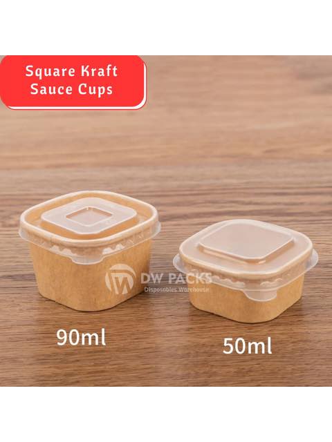 50ml Square Kraft sauce cup - 20pcs/pack