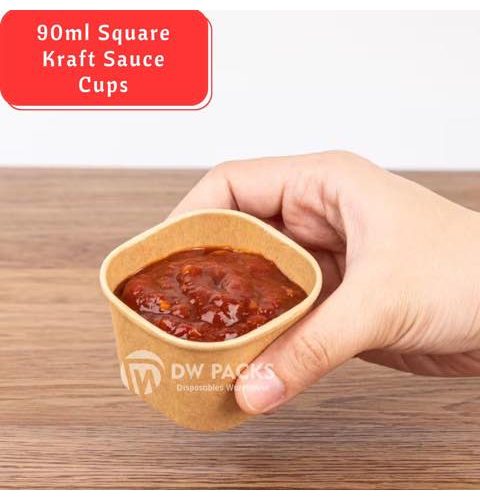 90ml Square Kraft sauce cup - 20pcs/pack
