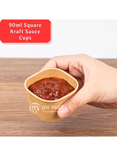 90ml Square Kraft sauce cup - 20pcs/pack