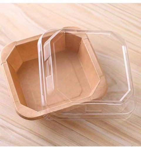 750Ml Octagonal Kraft Paper Takeout Box With Clear Cover (10pcs/pack)
