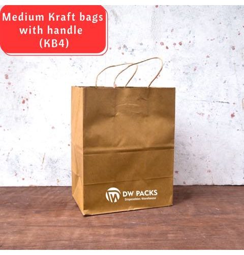 Medium Kraft paper bag with handle KB4 - 10pcs/pack