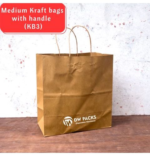 Medium Kraft paper bag with handle KB3 - 10pcs/pack