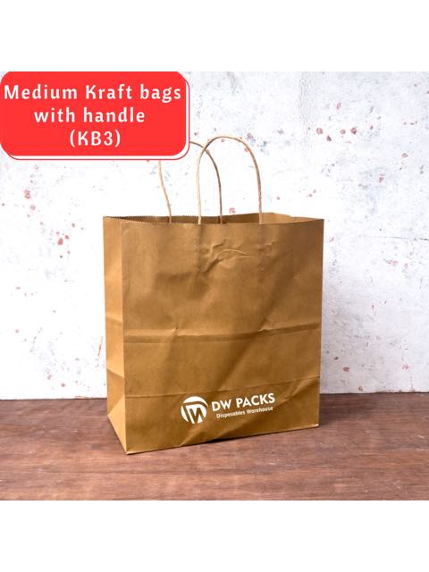 Medium Kraft paper bag with handle KB3 - 10pcs/pack