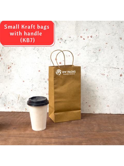 Medium Kraft paper bag with handle KB7 - 10pcs/pack