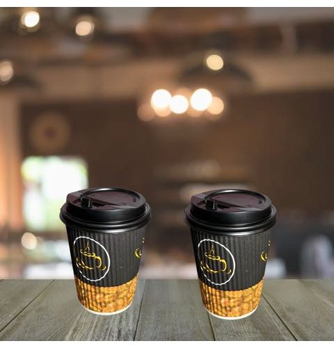 12oz BROWN RIPPLED COFFEE CUP (DOUBLE WALL) - 25pcs/roll