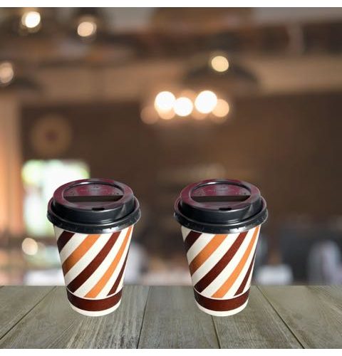 12oz BROWN STRIPE COFFEE CUP WITH SIPPER LID(50pcs/roll)