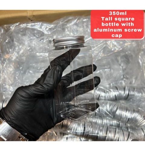 350Ml Tall Square Bottles with Aluminum Screw Cap