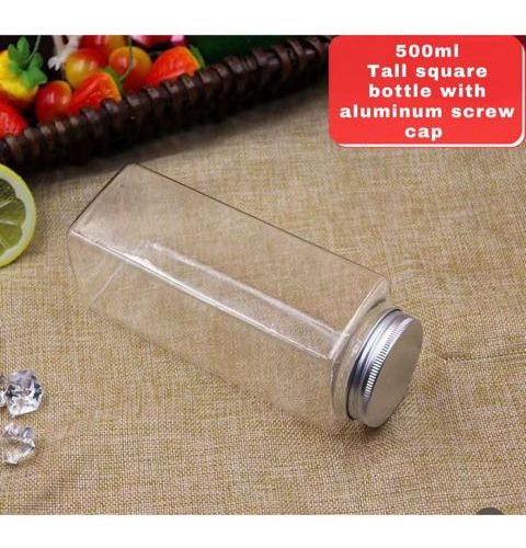 500Ml Tall Square Bottles with Aluminum Screw Cap