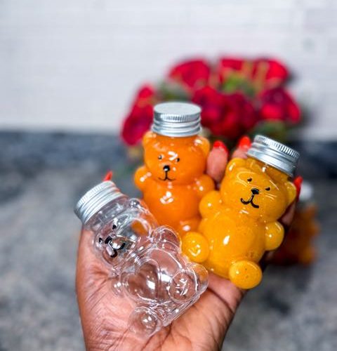 60ml Bear shot bottle with black cap - 10pcs/pk