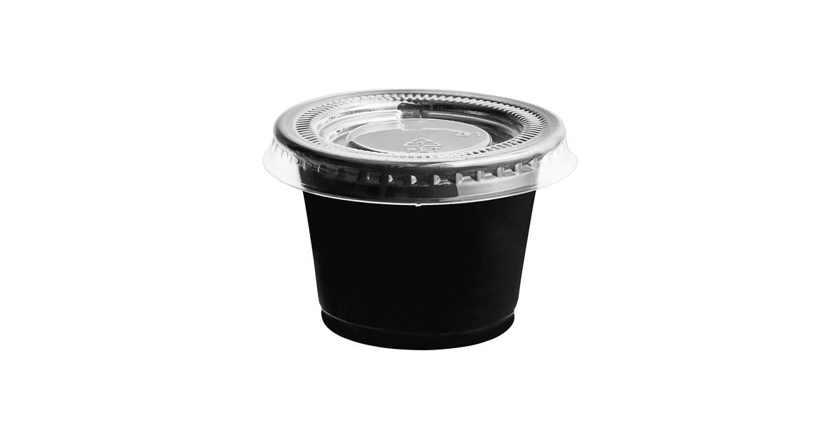 1oz Black Sauce Cups With Detached Lid (30ML) - 50pcs/pack - Image 3