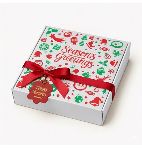 CHRISTMAS 12 INCHES WHITE CARTON BOX (12" x 10" x 3")