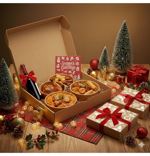 CHRISTMAS 14 INCHES BROWN CARTON BOX (14" x 12" x 3")