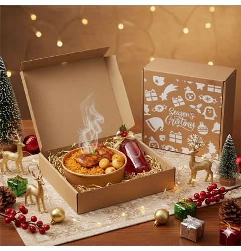 CHRISTMAS 8 INCHES BROWN CARTON BOX (8" x 8" x 3")