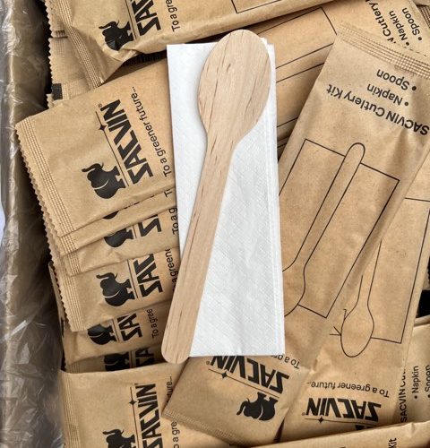 Wrapped Wooden Spoon kit Sacvin - 10pcs/pack