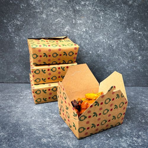 CHRISTMAS 1000ML KRAFT LUNCH BOX - 25pcs/pack