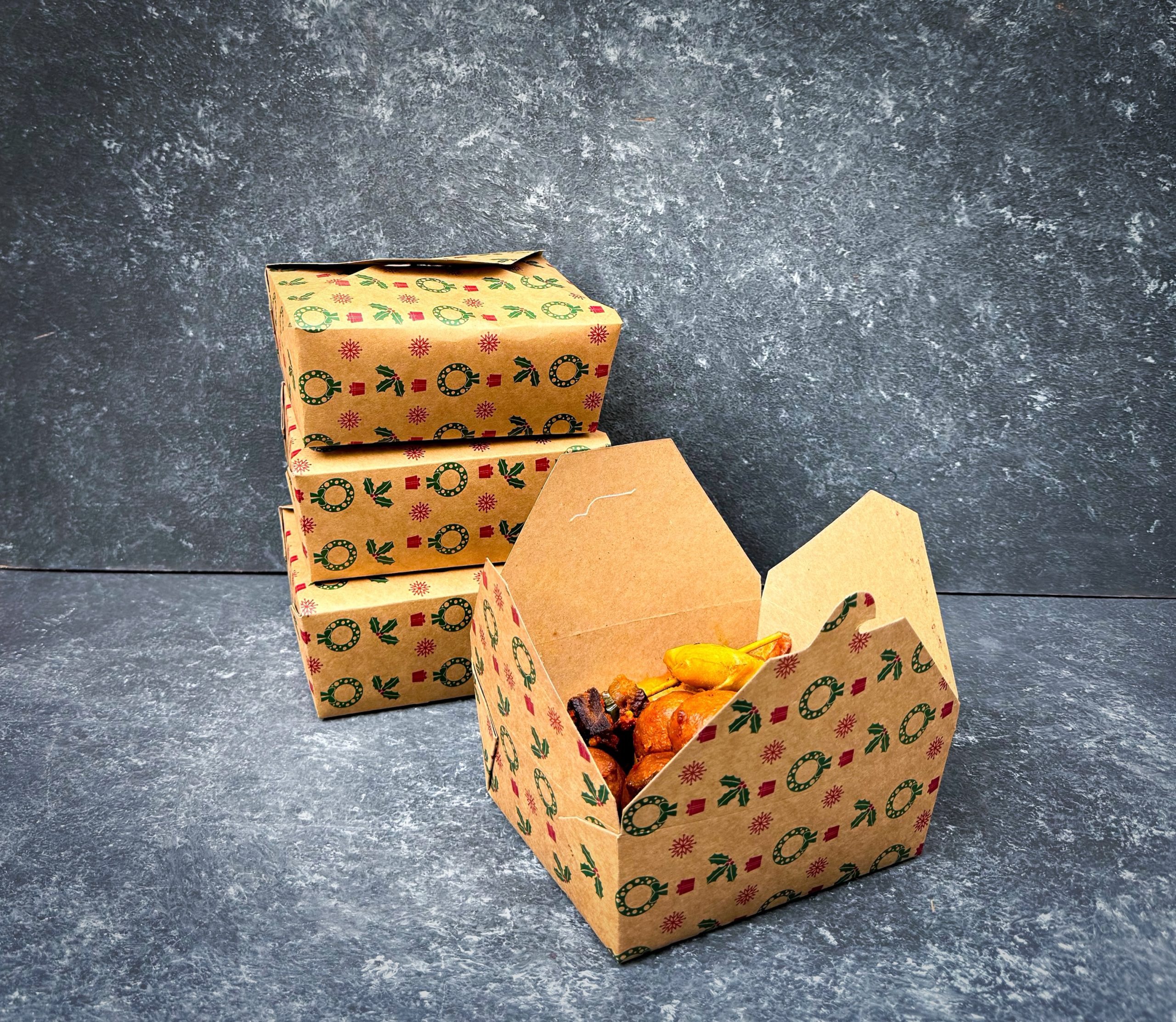 CHRISTMAS 1000ML KRAFT LUNCH BOX - 25pcs/pack