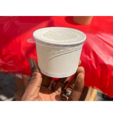 12oz White Kraft Food Cup with clear lid