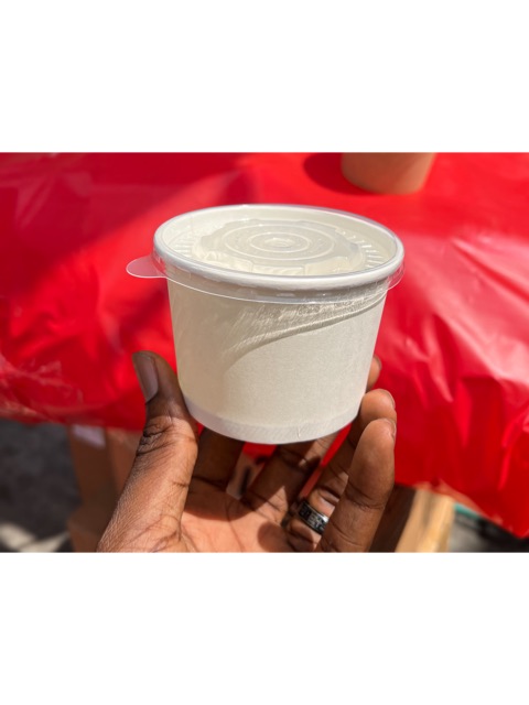 12oz White Kraft Food Cup with clear lid