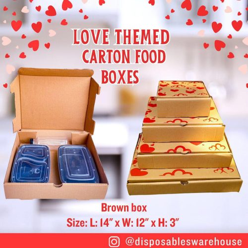 LOVE THEMED 14 INCHES BROWN CARTON BOX (14" x 12" x 3")
