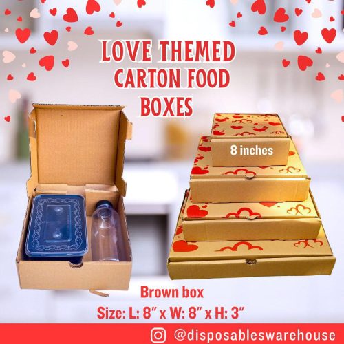 LOVE THEMED 8 INCHES BROWN CARTON BOX (8" x 8" x 3")