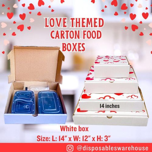 LOVE THEMED 14 INCHES WHITE CARTON BOX (14" x 12" x 3")