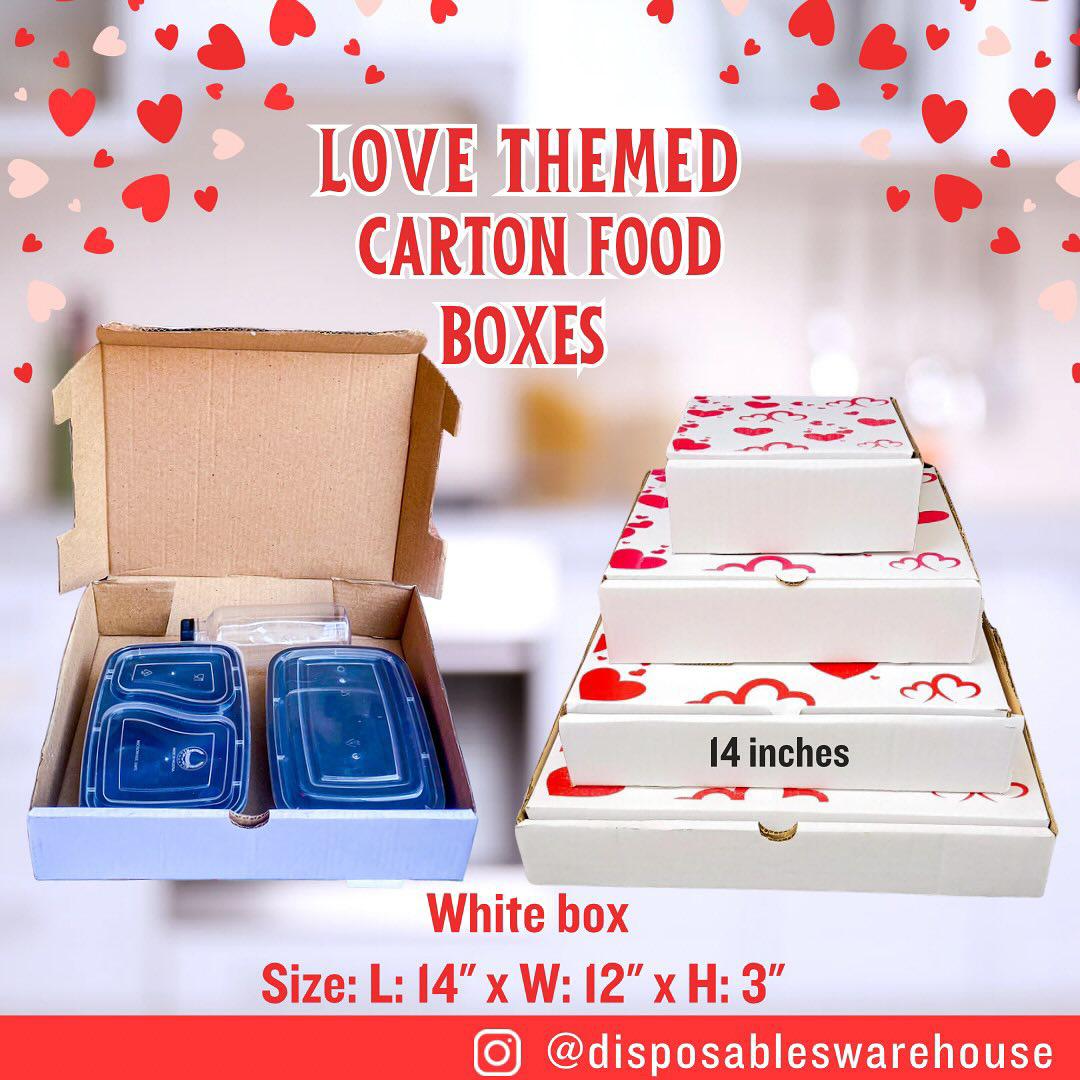 LOVE THEMED 14 INCHES WHITE CARTON BOX (14" x 12" x 3")