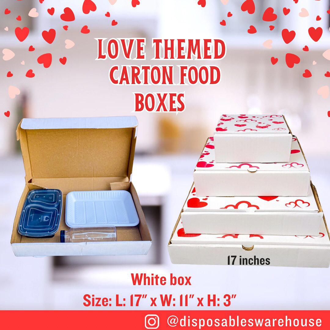 LOVE THEMED 17 INCHES WHITE CARTON BOX (17" x 11" x 3")